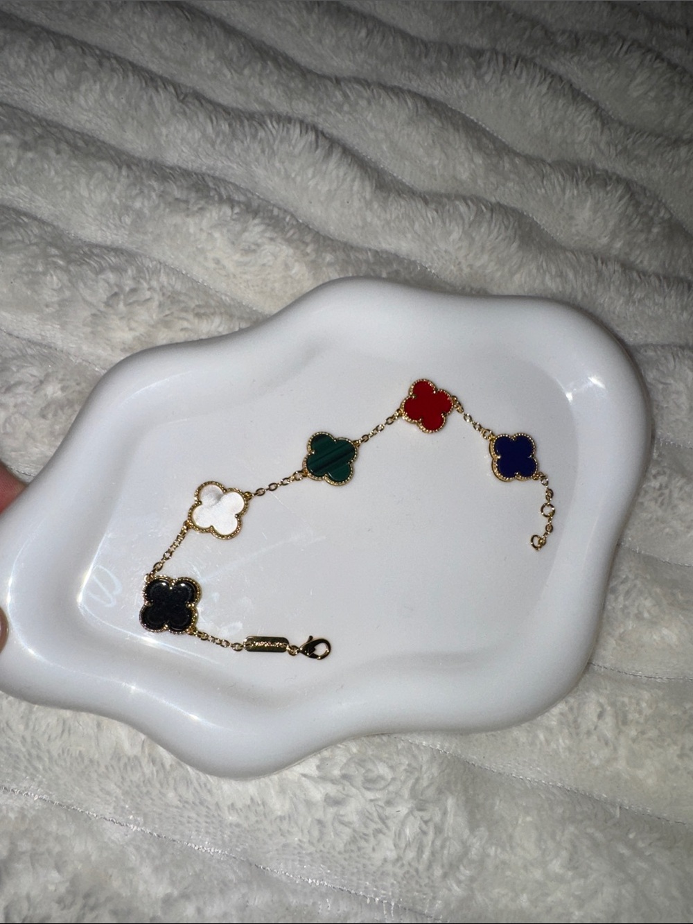 Gold Clover Multicolor Enamel Bracelet - Women Jewelry
